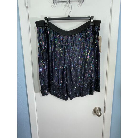 VTG Cotton Castle Silk Shorts Medium Beaded Sequined Bling 80s Deadstock NWT - Picture 1 of 7